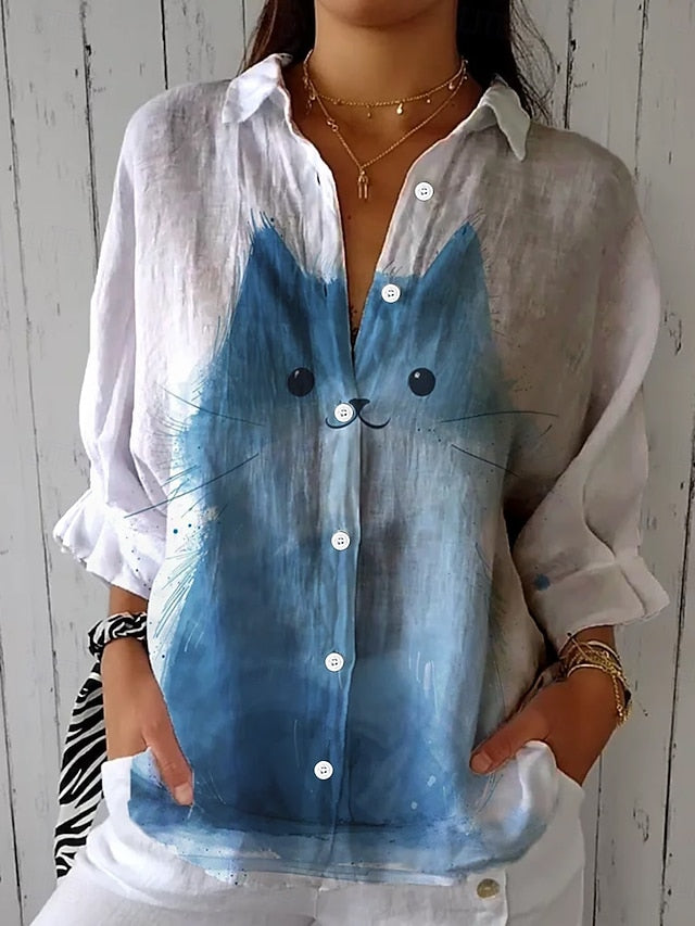Women's Shirt Ruched Graphic Animal Elegant Vacation