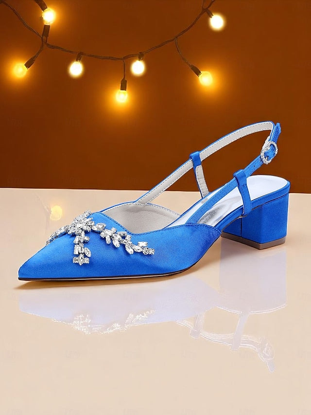 Black Women's Satin Heels Slingback