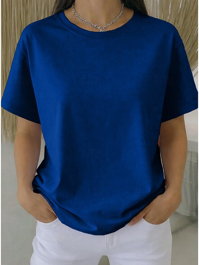 Women's Plus Size T Shirt Tee 100% Cotton Solid Color