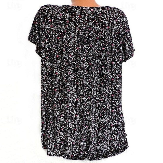 Women's Shirt Blouse Stylish Modern Floral Print Short