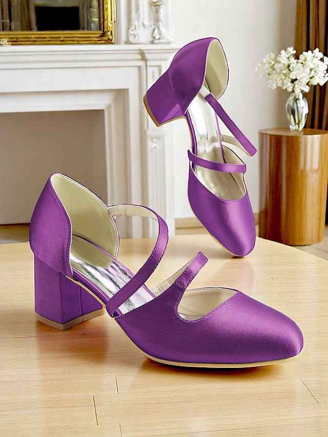 Mary Heels – 1950s Satin Elegant Women's Block Jane Green