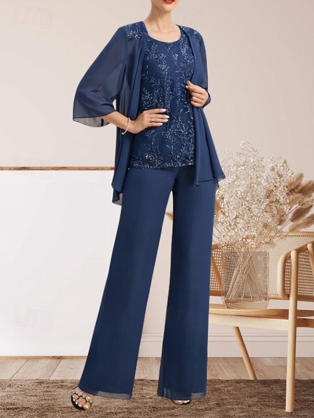 Dress Mother of Guest the Elegant Piece Pantsuit Bride 3 Wedding