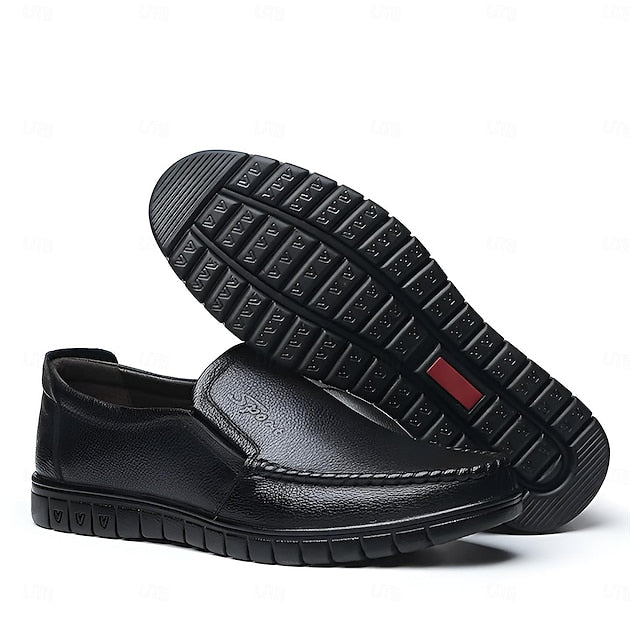 Decorative Men's Premium with Black Cowhide Slip-On Loafers