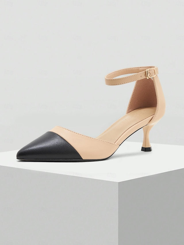 Kitten Heel Stylish Ankle Two-Tone Women's Toe Pointed