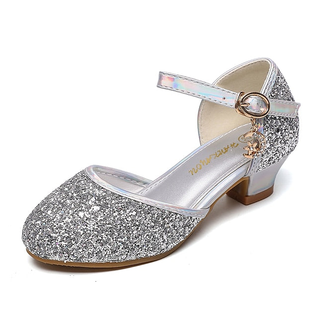 Glitters Little Rubber Shoes PU Heels Girls' Princess Party