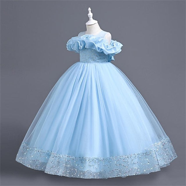 Girl Color Flower Girls' Solid 3D Party Dress