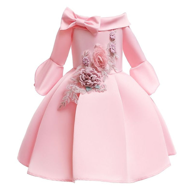 Floral Formal Kids Sleeve Girls' Party Length 3/4 Dress