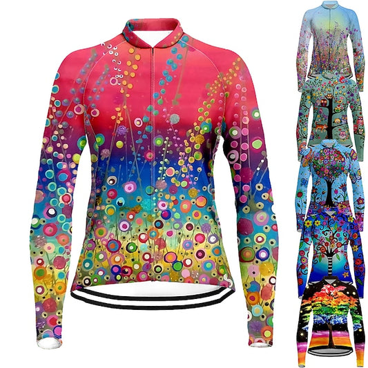 Women's Cycling Jersey Floral Botanical Long Sleeve Bike