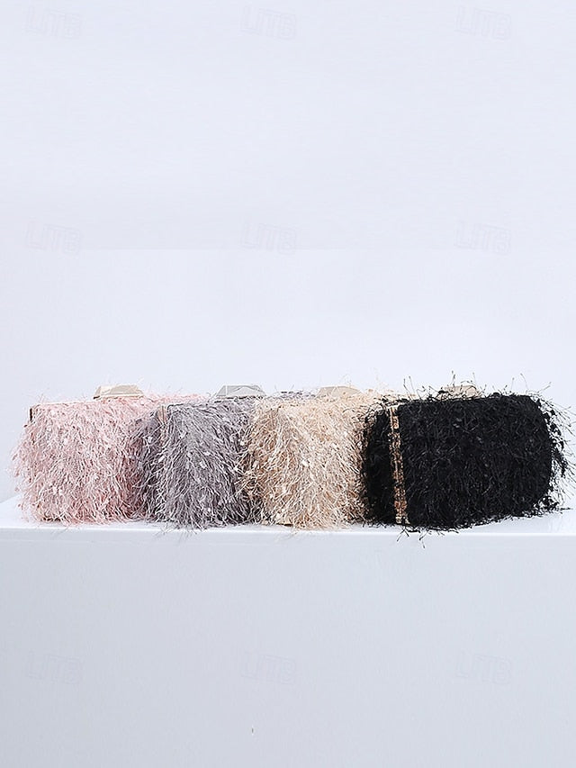 Chain Feathered Clutch Women's Strap with Evening Chic