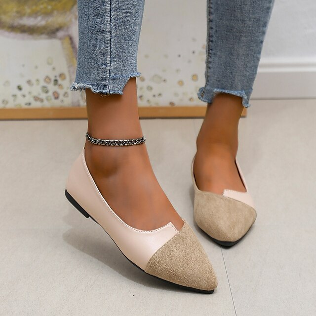 Two-Tone Pointed Women's Toe Elegant – Slip-On Flats