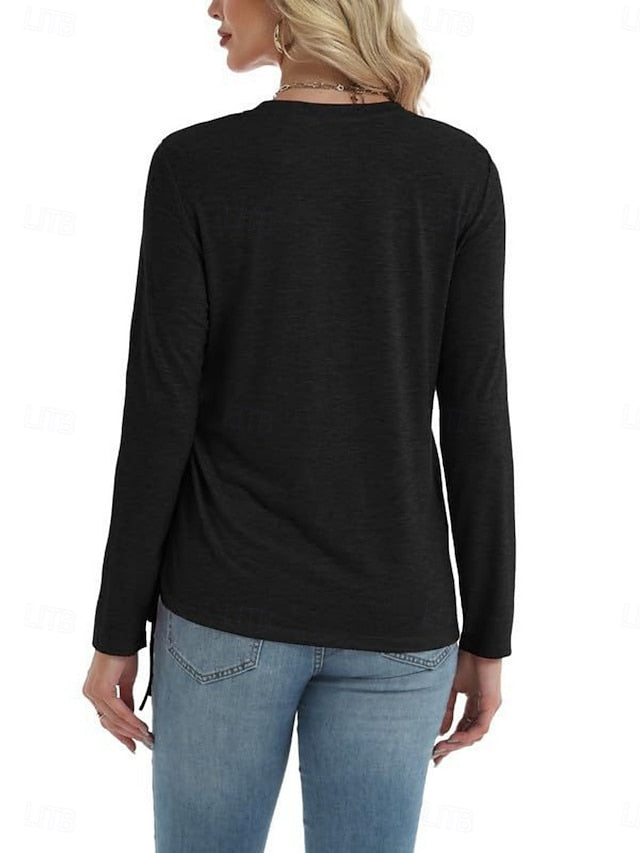 Women's Blouse Drawstring Solid Color Daily Stylish Casual