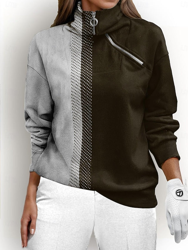 Women's Golf Pullover Sweatshirt Black Blue Rose Red Long