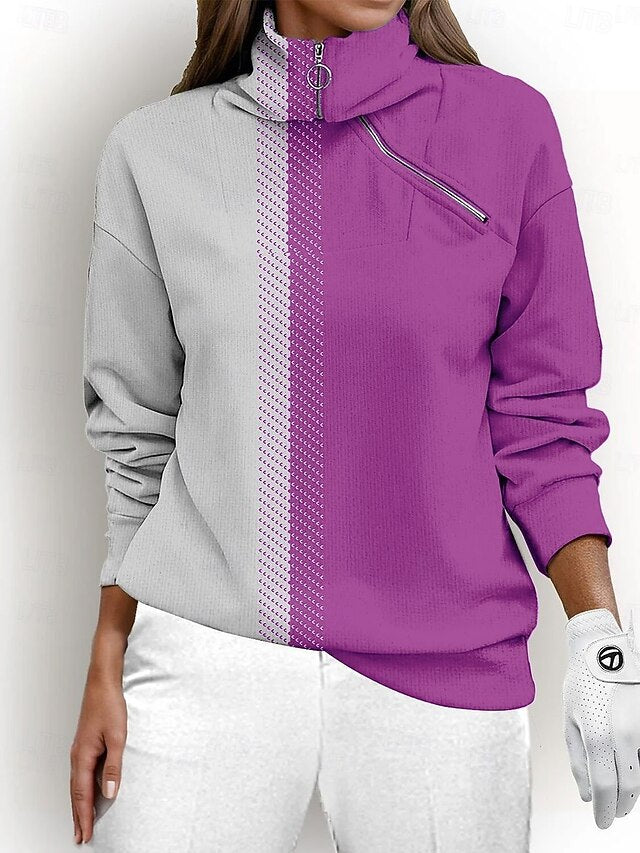 Women's Golf Pullover Sweatshirt Black Blue Rose Red Long