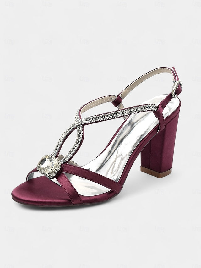 Elegant Sandals Women's Rhinestone Royal Blue Satin –