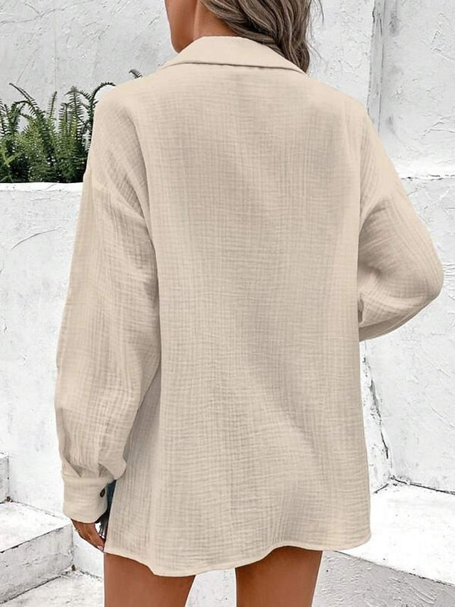 Women's Shirt Button Down Shirt Casual Shirt Buttons Plain