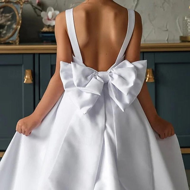 Girl Girls' Solid Flower Party Color Dress Kids