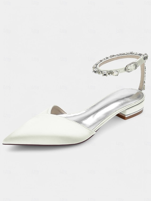 Strap with Crystal-Ankle Wedding Satin Shoes – Chic Black