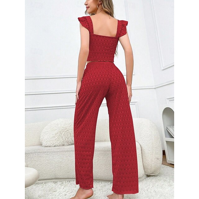 Women's Pajama Set Casual Comfort Pure Color Elastic Waist