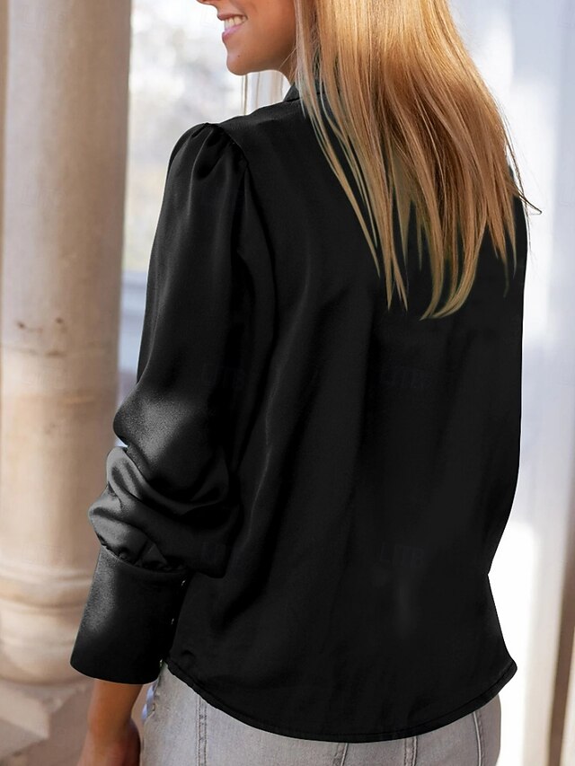 Women's Shirt Blouse Buttons Solid Color Basic Casual Long