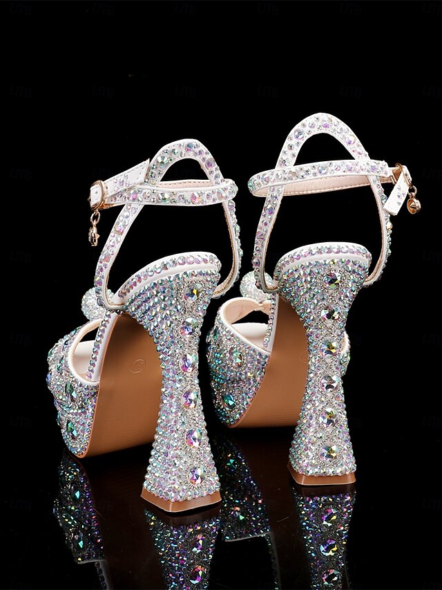 Glamorous Crystal-Embellished Women's with Sandals Platform