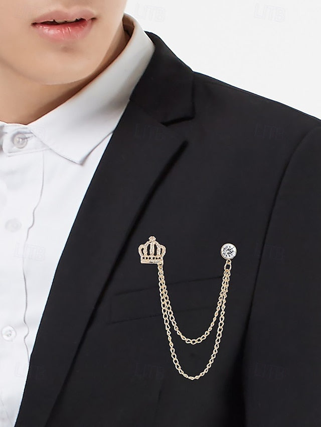with Detail Chain Men's Tie – Velvet Bow and Crown