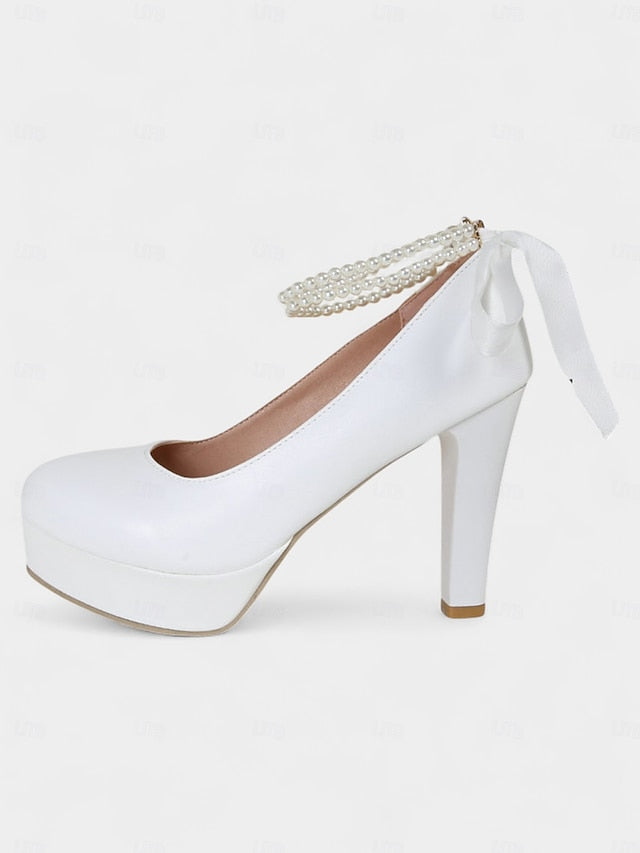 Platform Victorian-Style - Heels Faux Pink 1950s Women's