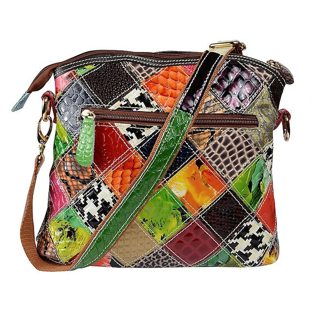 Bag Bohemian Shoulder - Women's Leather Patchwork Colorful