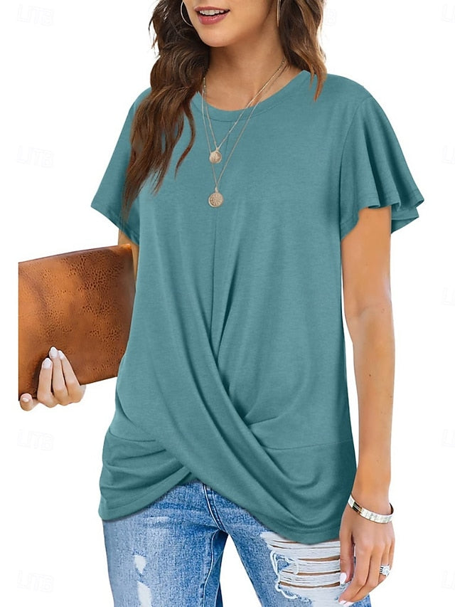 Women's T Shirt Solid Color Plain Classic Modern Casual