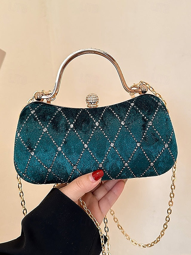 Velvet Diamond Quilted Evening Women's Accents Purse with -