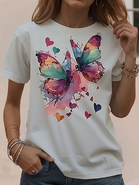 Women's T Shirt Graphic Animal Butterfly Vintage Stylish