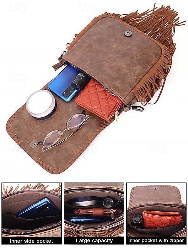 Shoulder Bag Multi-Pocket Faux Leather Crossbody Women's -