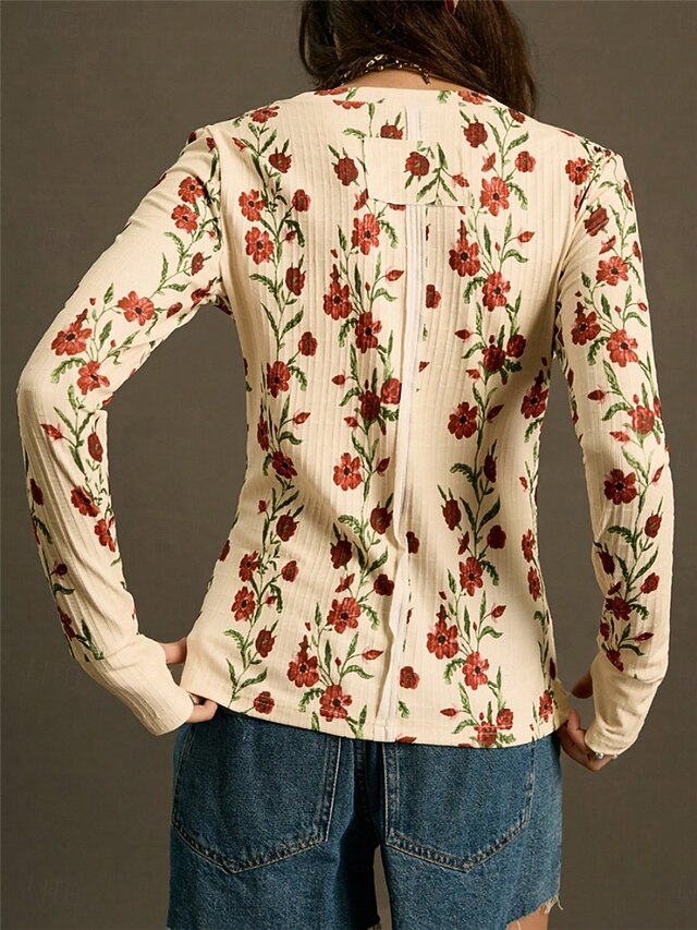 Women's Blouse Print Floral Vintage Stylish Casual Long
