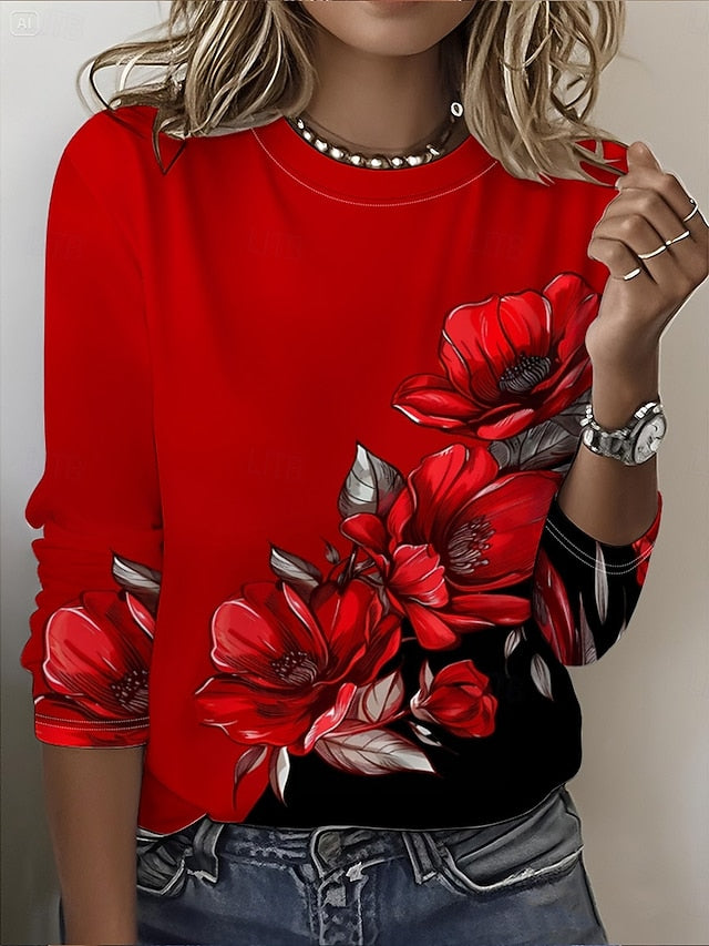 Women's T Shirt Print Floral Graphic Plants Vintage Fashion