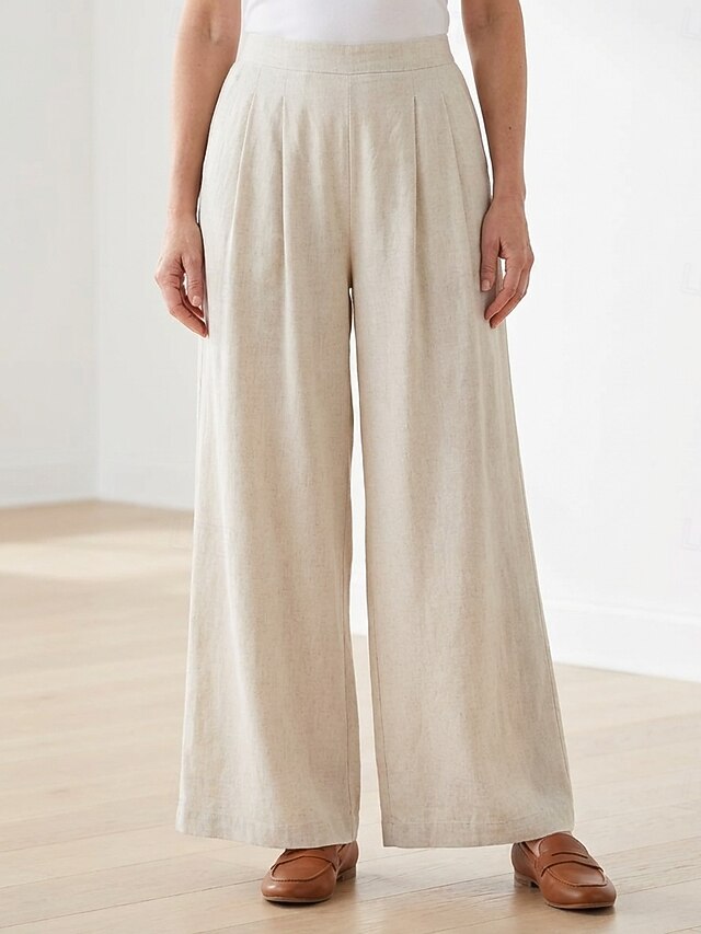 70% Linen Women's Linen Pants Wide Leg Chinos Vacation