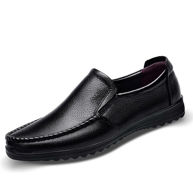 Decorative Men's Premium with Black Cowhide Slip-On Loafers