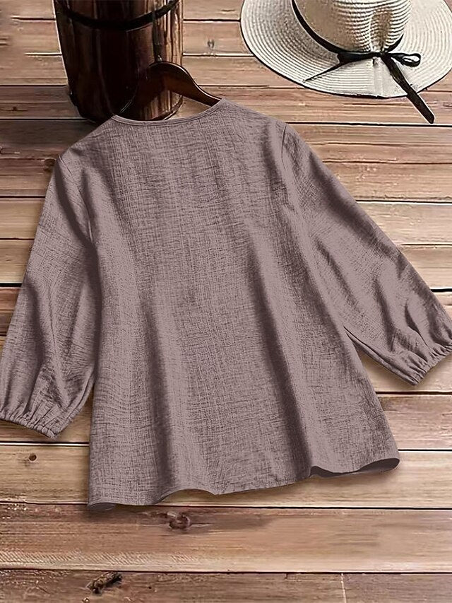 Women's Blouse Dressy Tops Solid Color Plain Elegant Ladies