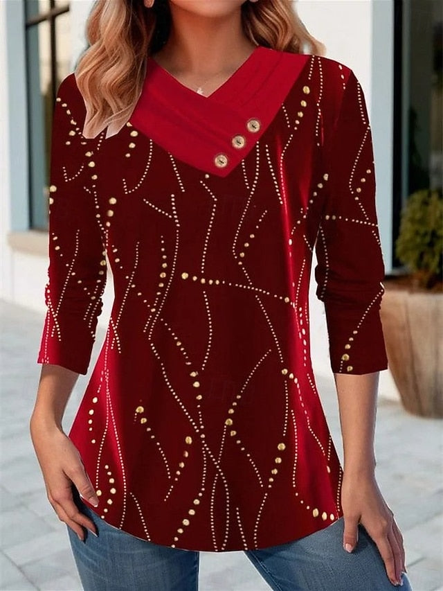 Women's Shirt Graphic Santa Claus Snowflake Elegant Vintage