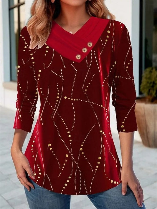 Women's Shirt Graphic Santa Claus Snowflake Elegant Vintage