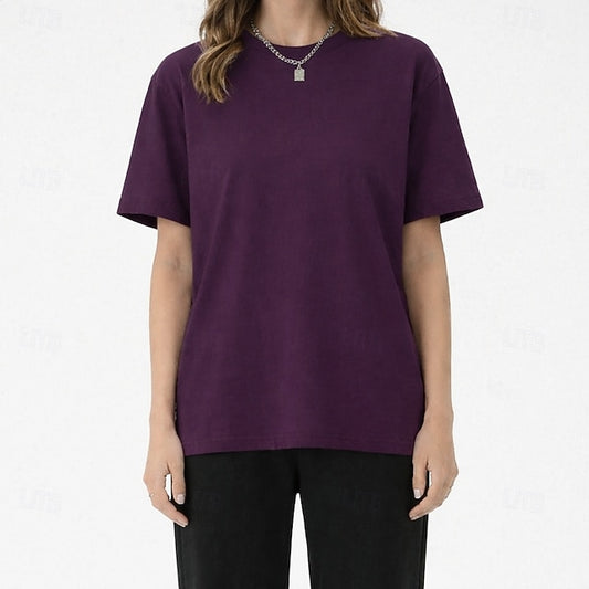 Women's T Shirt Tee 100% Cotton Solid Color Stylish Basic
