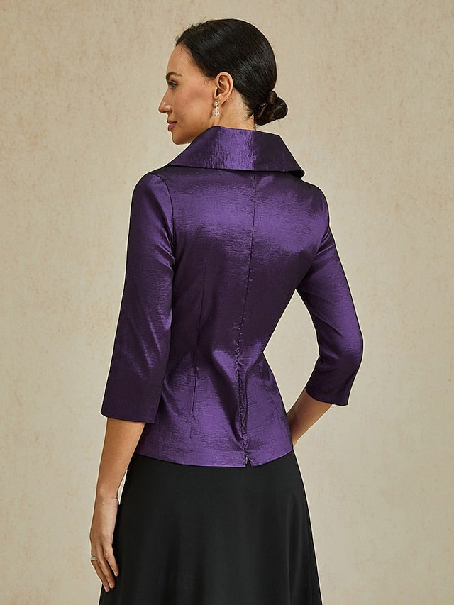 Women's Blouse Evening Tops Tie Front Solid Color Plain