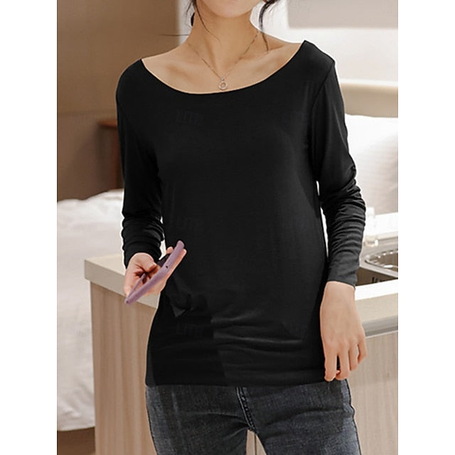 Women's T Shirt Plain Fashion Stylish Basic Long Sleeve