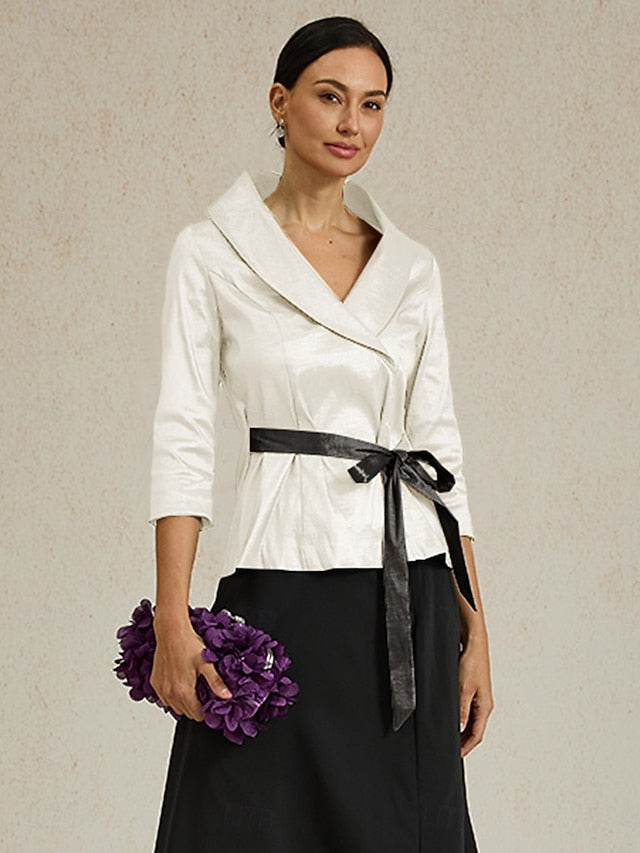 Women's Blouse Evening Tops Tie Front Elegant Metallic
