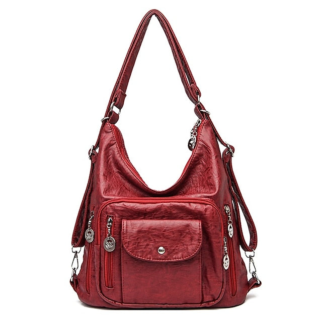 Vintage-Style Faux Leather Hobo Women's - Brown Bag