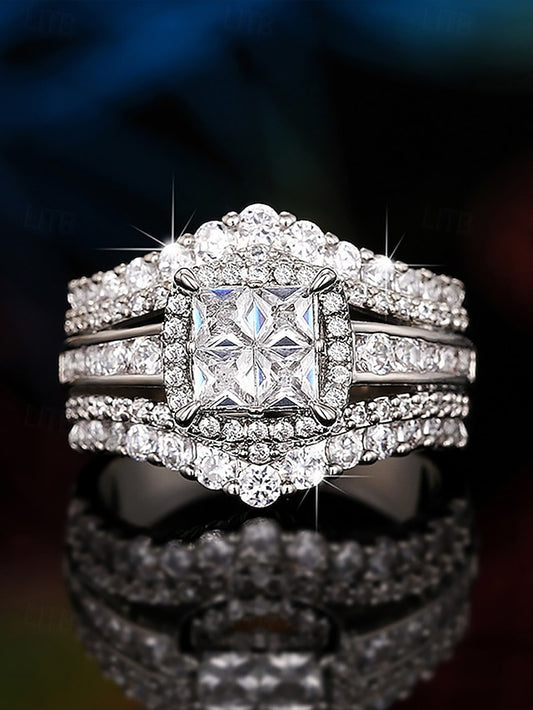 Ring Wedding Cubic Luxury with Set Zirconia
