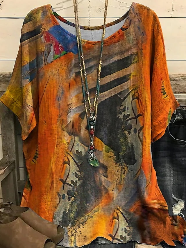 Women's Plus Size Blouse Chiffon Vintage Casual Print