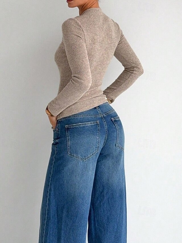 Women's T Shirt Patchwork Solid Color Casual Long Sleeve
