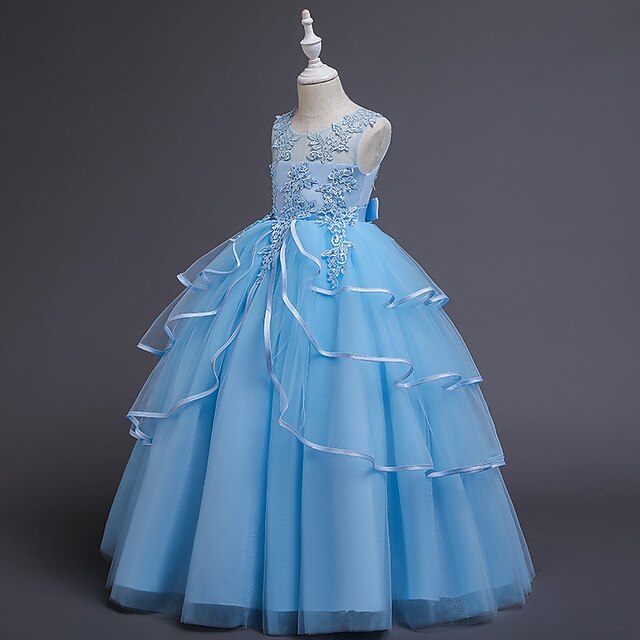 Sleeveless Solid Girls' Color Kids Dress Party