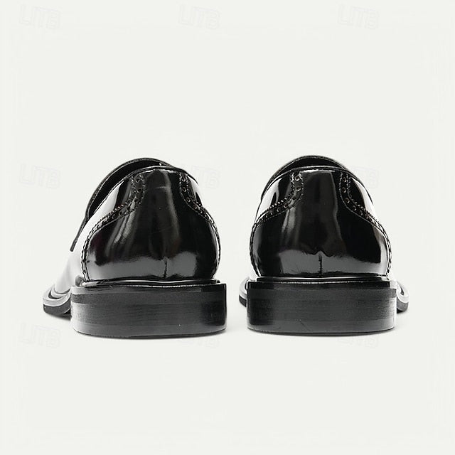 Decorative Men's Premium with Black Cowhide Slip-On Loafers