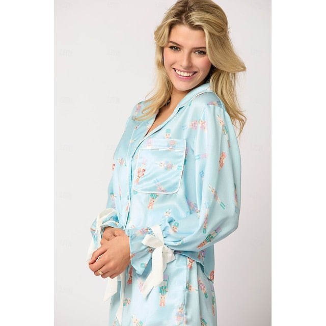 Santa Claus Sleepwear Pajamas Satin Pajama Women's Cosplay