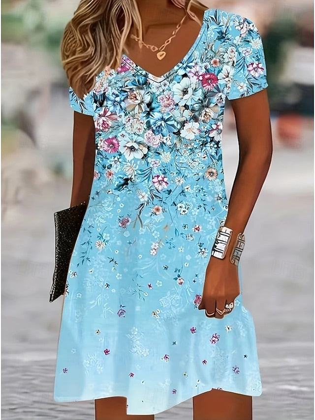Women's Mini Dress T Shirt Dress Tee Dress Sundress A Line